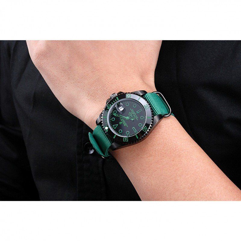 Rolex Stealth Submariner Green Nylon Strap 622009 Mens 40MM